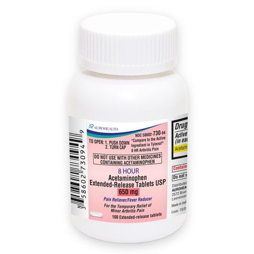 [BRSWYGLYBMBWAYD4] Acetaminophen Extended-Release Tablets, 650 mg, 8 Hour Fever Reducer & Pain Medicine for Muscles, Joints, Body, and Backache Pain Relief, 100 Count