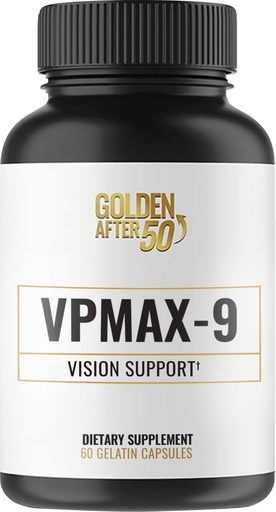 [BRSW2HQBDEPGACL4] Golden After 50 VpMax-9 - Sight Care and Antioxidant Supplement with Eye Vitamins, Lutein, Lycopene and Bilberry Extract - 60 Gelatin Capsules