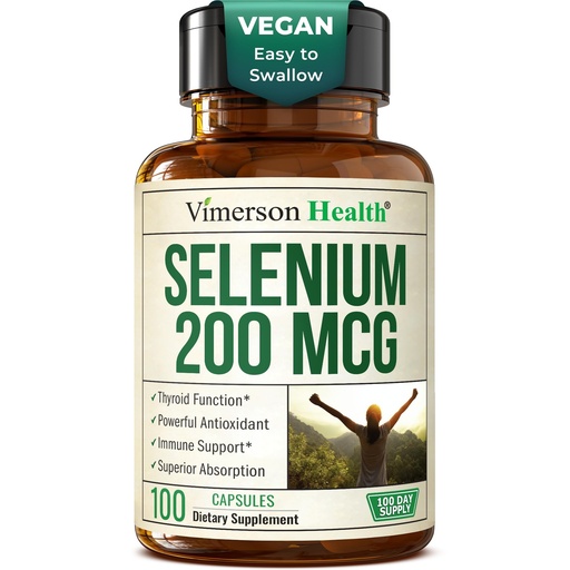[BRSWECQYBB6WKFDZ] Selenium 200 mcg Capsules – High-Potency Selenium Supplement for Thyroid, Antioxidant & Immune Support – Highly Bioavailable L-Selenomethionine Essential Mineral Supplements – Vegan, 100 Capsules