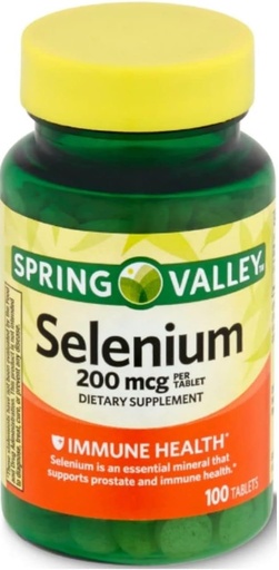 [BRSRAAY2CIFR4AY3] Spring Valley Selenium 200 mcg, 100 Count + VSL Home Sticker.