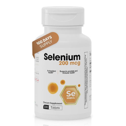 [BRSREADROV4BQF32] Selenium 200 mcg Tablets – Antioxidant Selenium Supplement – Supports Immune & Prostate Health – Selenium Supplement for Men & Women – 100 Tablets, 100-Day Supply