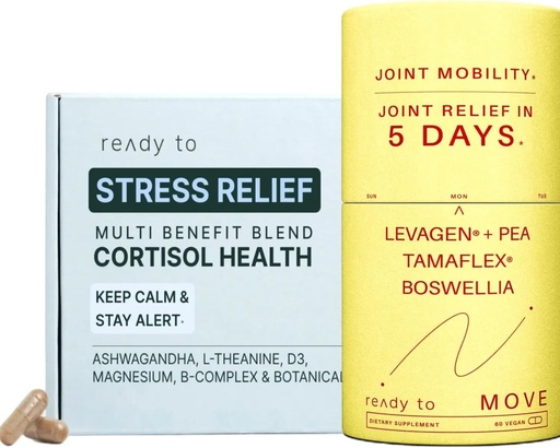 [BRSRAAQNCINQOCI7] Joint & Stress Relief Set | Cortisol Health & Joint Mobility with Ashwagandha, L-theanine, Magnesium, Tamaflex® Turmeric, and Pea | Calm & Joint Supplements Pack
