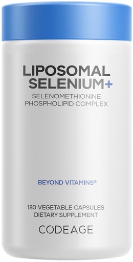 [BRSRMZT6BUHGGCI3] Codeage Selenium 200 mcg Supplement, 6-Month Supply, Immune Support, Mineral Cofactor Selenomethionine, Phospholipids, Vegan, Liposomal Delivery, 180 Capsules