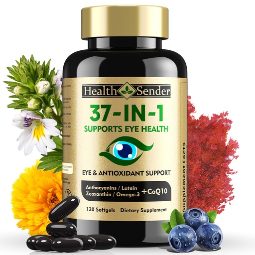 [BRSRGFA5OEMRSH3X] 37 in 1 Eye Vitamins with Lutein and Zeaxanthin Supplement – Eye Supplement with CoQ10, Omega-3, Minerals Eye Health Support for Adults and Seniors, Daily Vision Supplement, 120 Black Softgels