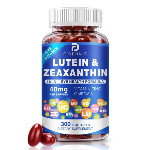[BRSREZD4CMMWO3I6] Lutein and Zeaxanthin Supplement - AREDS 2 Plus+ Eye Vitamins, 40 mg Lutein & 8 mg Zeaxanthin with Vitamins C, E, Zinc, Omega-3 & CoQ10 for Blue Light Protection, Eye Health Support - 300 Softgels