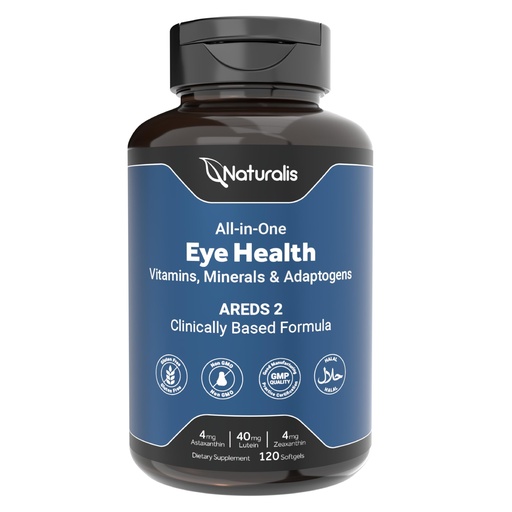 [BRSRAFDQBMJQ4DTH] Naturalis Areds2 Clinically Based Eye Supplement | Lutein, Zeaxanthin, Astaxanthin, Bilberry, Blueberry, Cranberry & Grape Seed Adaptogen Blend | 120 Vision Essential Softgels