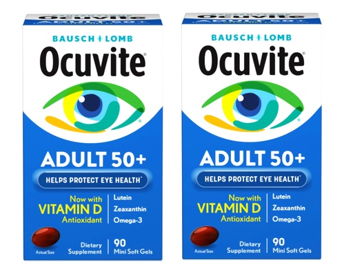 [BRSREZYQB4MGEYD6] Ocuvite Adult 50+ Eye Health Vitamins and Mineral Supplements with Lutein, Zeaxanthin and Omega-3, 90 Soft Gels (Pack of 2)