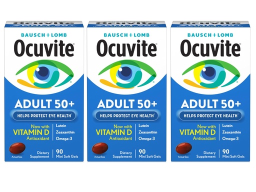 [BRSREZYTBZ6GK2DG] Ocuvite Adult 50+ Eye Vitamins and Mineral Supplements with Lutein, Zeaxanthin and Omega-3, 90 Soft Gels (Pack of 3)