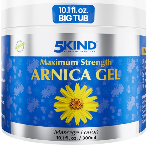 [BRSRAGDYBNYAMDI7] 5kind Maximum Strength Arnica Bruise Gel 10.1 Fl Oz - Arnica Gel for Bruising and Swelling - Arnica Montana Gel with High Concentration Extract - Non-Greasy Formula