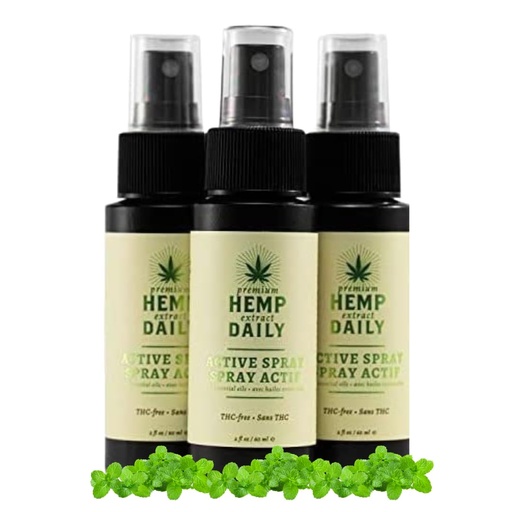 [BRSWGBQNOUGRGAYV] Hemp Daily Active Spray | Hemp Spray with Essential Oils | Vegan, Organic Ingredients | 2 Fluid Ounces, 3 Pack