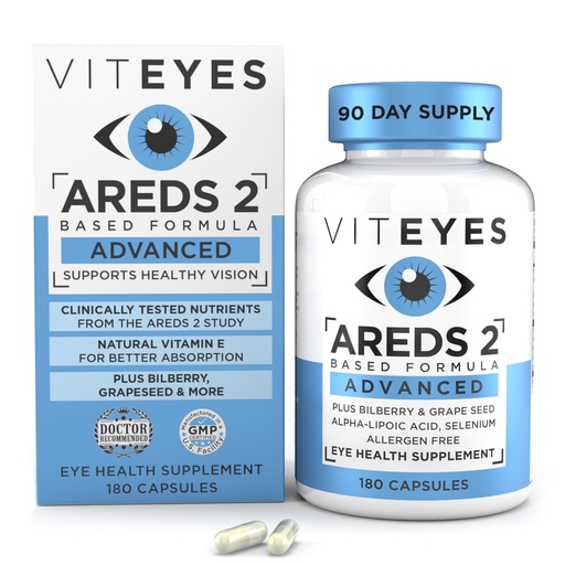[BRSWIEI3DEAGAFL6] Viteyes AREDS 2 Advanced Eye Vitamins, Macular Support with Bilberry, grapeseed, FLORAGLO Lutein, Selenium, Natural Vitamin E, Allergen Free, Vision Protection, Eye Doctor Trusted, 180 Count