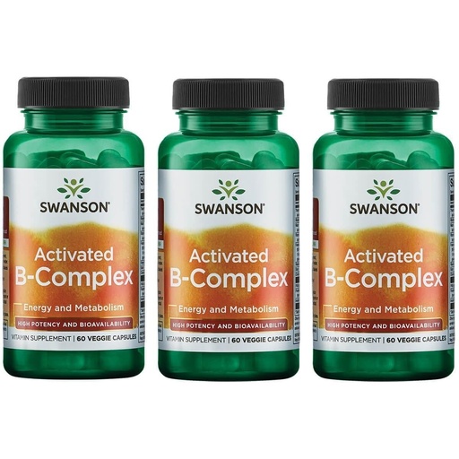 [BRSRO2T3OBYWMFYU] Swanson Activated B-Complex - High Potency and Bioavailability (60 Veggie Capsules) (3 Pack)