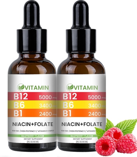 [BRSREGIECN7RYYDA] Vitamin B12 and B6 Liquid Drops, B12 Sublingual Vitamin B Complex - B 12 Vitamin 5000mcg - B12 Methylcobalamin for Energy, Brain, and Heart Support with, Raspberry, 80 Servings