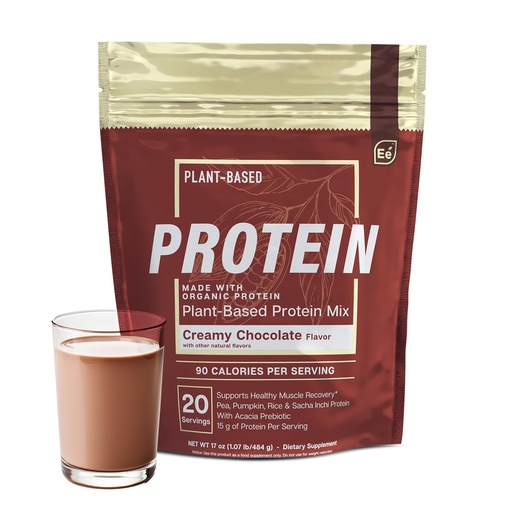 [BRSWYBANOR5B4H34] Essential Elements Plant-Based Organic Protein Powder - Creamy Chocolate Flavor - Vegan, Sugar-Fee & Keto-Friendly - Yellow Pea & Sacha Inchi Protein Blend - 20 Servings