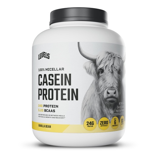 [BRSWYA37A55WAHY2] Levels 100% Micellar Casein Protein, Hormone Free, Vanilla Bean, 4LB