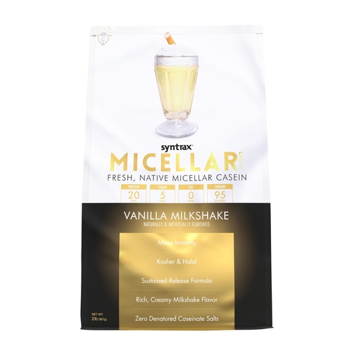 [BRSWIGYEO4CQKADY] Syntrax Nutrition Micellar Creme Protein Powder, Fresh, Native Micellar Casein, Vanilla Milkshake, 2 lbs