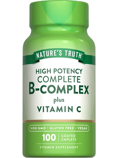 [BRSWG23YCAMBEG3G] Nature's Truth Vitamin B Complex Plus Vitamin C | 100 Caplets | Vegan, Non-GMO & Gluten Free Supplement