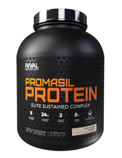 [BRSRABL4BNYQKDI7] RIVAL NUTRITION Promasil Protein Powder I 8 Different Sources Including Whey Isolate, Native Micellar Casein, and Egg White I 24g Sustained Protein Per Serving (5lb, Soft Serve Vanilla)