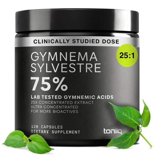 [BRSREHAHOQORQDLB] Toniiq Gymnema Sylvestre – Ultra High Potency 25:1 Extract Standardized to 75% Gymnemic Acids – 500mg Clinical Dose – Triple-Tested Purity – 120 Vegan Capsules