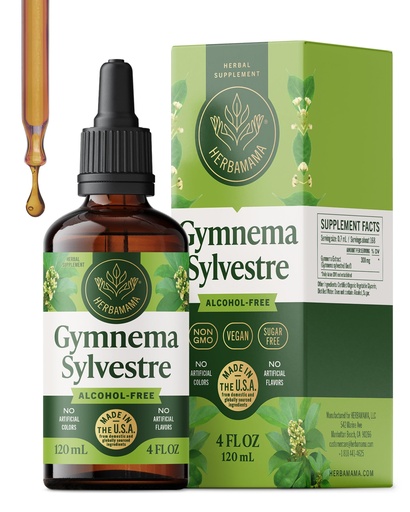 [BRSREEAFDN4BQFLA] HERBAMAMA Gymnema Sylvestre Drops - Vegan Antioxidant & Overall Support with Gymnema Leaf Extract Tincture - Non-GMO, Alcohol & Sugar-Free Liquid Gurmar Supplement, 84-Day Supply