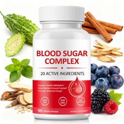Blood Sugar Complex Supplement |20+ Active Natural Herbs-Cinnamon, Bitter Melon, Mulberry Leaf, Fenugreek, Berberine, Vitamins for Energy Level, Vitality Support |Clean, Non-GMO/Natural|90 Softgel
