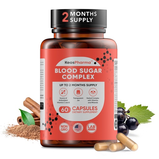 [BRSREHAFA57W2DLO] Blood Sugar Complex, 60 Capsules, Up to 2 Months Supply with Cinnamon, Zinc, Cayenne Pepper Fruit, Chromium, Vitamin C,E, Biotin, Magnesium and Other