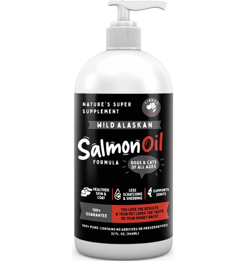 [BRSWGY35BB6GODQ6] Wild Alaskan Omega-3 Blend Pollock + Salmon Oil for Dogs & Cats (32oz). 100% Pure Fish Oil Supplement with EPA & DHA for Joints, Skin & Coat, Itching, Shedding, Immune & Heart. Tasty & Easy to Give.