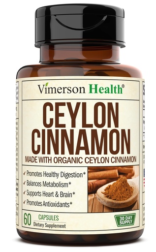 [BRSWKHYOOBYQEEA3] Organic Ceylon Cinnamon Capsules - Ceylon True Cinnamon Supplements (Canela de Ceylan) for Inflammation Balance, Cognitive Function, Metabolic, Antioxidant Support. Non-GMO. Vegan. 60 Caps Made in USA