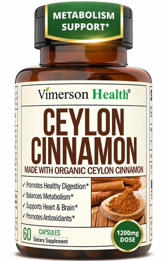[BRSWKHYOOBYQEEA3] Organic Ceylon Cinnamon Supplement for Healthy Blood Sugar Levels, Joint Support, Brain Function and Cardiovascular & Digestive Systems. Effective Anti Inflammatory & Antioxidant True Cinnamon