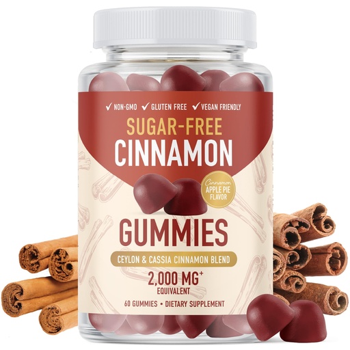 [BRSROAYCBZ6REDYV] SMNutrition Sugar-Free Cinnamon Gummies with Ceylon Cinnamon & Cassia Complex | Sugar-Free Lifestyle Supplement & Guilt-Free Apple Pie Flavor with Chromium | Vegan, Non-GMO, Gluten-Free | 60 Gummies