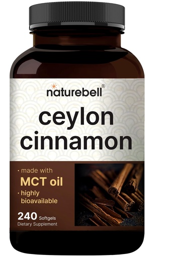 [BRSRGZD3C4NB4EI6] NatureBell Ceylon Cinnamon, 240 Softgels – Cinnamon Supplement Made with MCT Oil – Herbal Extract Pills – Non-GMO, cGMP Manufactured