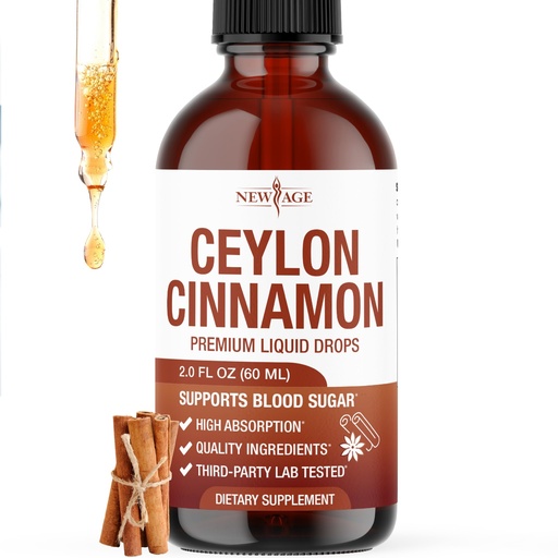 [BRSRECQLCIIBEHQ4] NEW AGE Ceylon Cinnamon Tincture Drops - Liquid Cinnamon Supplements for Overall Support - Cinnamomum Verum Bark Extract - Vegan, Sugar & Alcohol-Free, Non-GMO - 2 fl oz