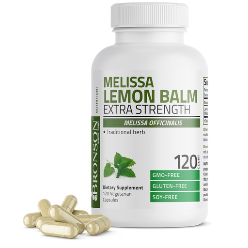 [BRSROFQEPJ5GMCLB] Bronson Melissa Lemon Balm Extra Strength, Non-GMO, 120 Vegetarian Capsules