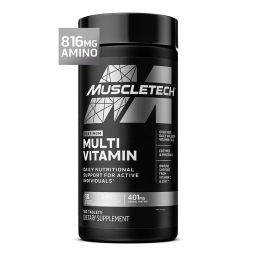 [BRSRMAIEBMDR6EIZ] MuscleTech Platinum Multivitamins for Men & Women - Multi-Vitamin Supplement for Immune Support - 18 Vitamins & Minerals, Vitamin A C D E B6 B12 - Daily Workout Supplements for Men - 180 Capsules