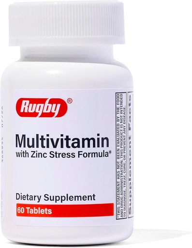 [BRSWIHL6O4CW2HLA] Rugby Multivitamin med Zink Stress Formel - Kosttilskud - 60 tabletter