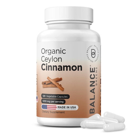 [BRSWYEICB4FWKFD7] Balancebreens Certified Organic Ceylon Cinnamon 1200mg Supplement - 120 Veg Capsules - Heart, Brain and Joint Function Support - No Filler Pills (120 Count (Pack of 1))