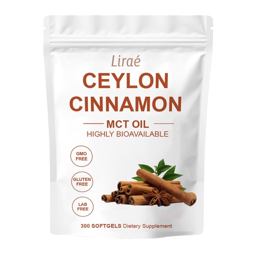 [BRSRGYIYOEBQ4F32] LIRAE Ceylon Cinnamon - 300 Soft Gels with Mct Oil, Non-GMO, Gluten Free, Highly Bioavailable & Easy to Swallow - 300 Softgels (1)