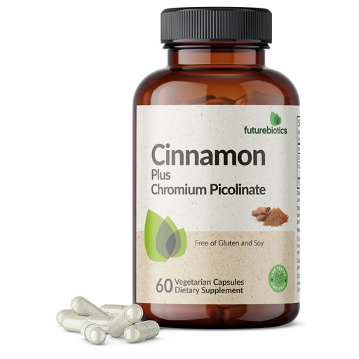 [BRSROEA7DEHRMEI7] Futurebiotics Cinnamon Plus Chromium Picolinate Supplement, High Potency Chromium, Non-GMO, 60 Vegetarian Capsules
