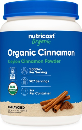 [BRSRAAQ3AAHBYALA] Nutricost Organic Ceylon Cinnamon Powder (2 pounds) - Vegan, Gluten-Free, GMO-Free