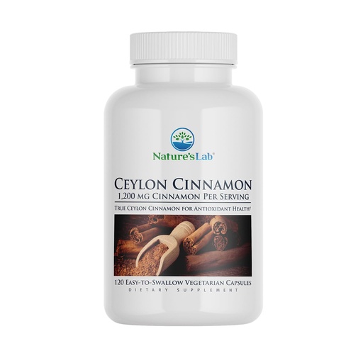 [BRSROGQHOUIGO2Y2] Nature's Lab Ceylon Cinnamon 1,200 mg per Serving - Supports Antioxidant Health* - 120 ct (60 Day Supply)
