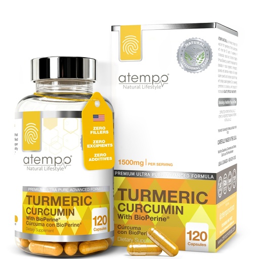 [BRSREY35PIHAOG37] Turmeric Curcumin Supplement with Black Pepper Extract 1500mg – Absorption, Supports Joint Health – Non-GMO, 120 Vegan Capsules