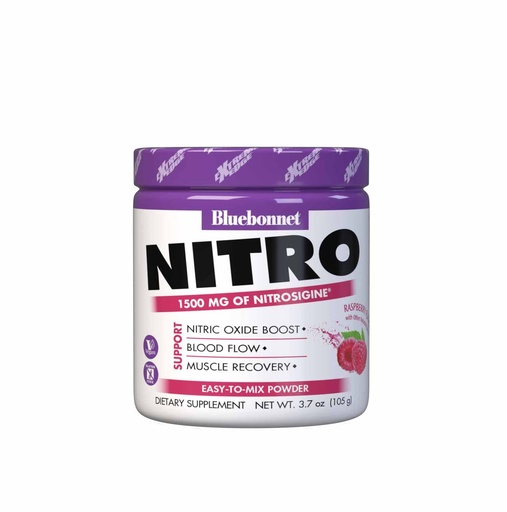 [BRSWGFL3DJ7QOFA4] Bluebonnet Nutrition Extreme Edge Nitro Powder, Nitric Oxide Precursor*, Increase Blood Flow*, Soy-Free, Gluten-Free, Vegan, Raspberry Flavor, 3.7 oz, 30 Servings