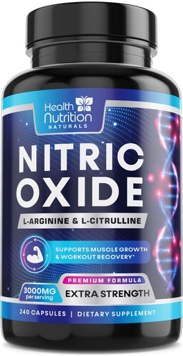 [BRSROHA2PIGQMEL7] Extra Strength Nitric Oxide Booster - 3X Strength L-Arginine AKG & Citrulline Malate - Men & Women Premium Pre Workout Nitric Booster - Natural Energy & Muscle Support, Bottled in USA - 240 Capsules