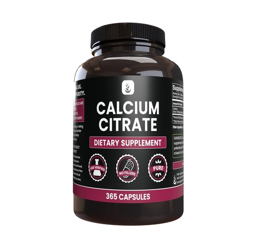 [BRSROYYNAUDRAHTA] Pure Original Ingredients Calcium Citrate (365 Capsules), No Magnesium Or Rice Fillers, Always Pure, Lab Verified