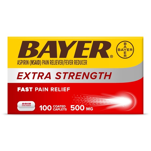 [BRSWIEA7O57BQDTI] Bayer Aspirin Extra Strength, Aspirin 500mg, Pain Relief Pills, Fever Reducer and Headache Relief for Adults, 100 ct