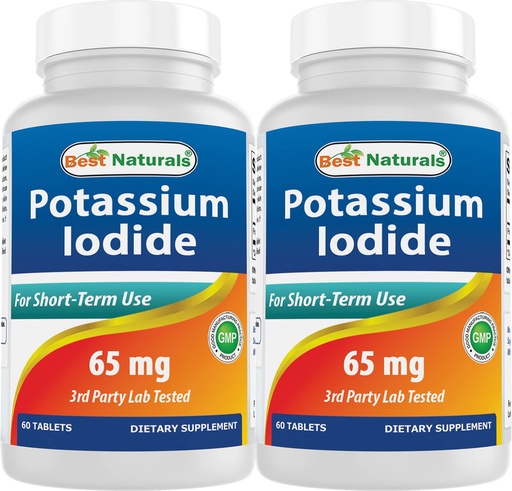 [BRSRMGQKBMIAMF3J] Best Naturals Potassium Iodide 65 mg - Dietary Supplement, 60 Tablets (2 Bottles) (2)