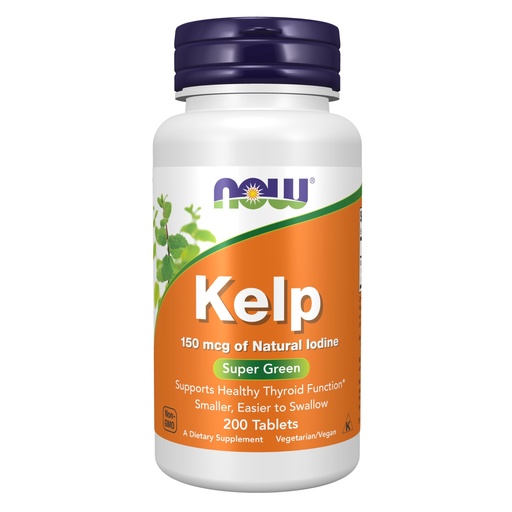 [BRSWIYQGCAMAI2TI] NOW Supplements, Kelp 150 mcg of Natural Iodine, Easier to Swallow Tablet, Super Green, 200 Tablets