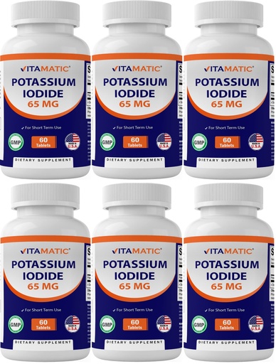 [BRSW2BALO4CGY3LZ] Vitamatic Potassium Iodide 65 mg per Serving – 60 Tablets (Pack of 6) Thyroid Support – 360 Tablets Total