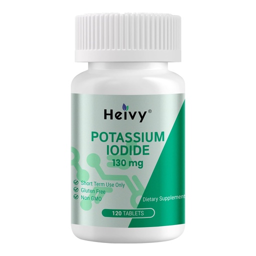 [BRSREGICOIFBS3D4] Heivy Potassium Iodide 130mg - 120 KI Tablets – KI Pills for Emergency Use, Thyroid & Immunity Support – Potassium Supplements, YODO Naciente, Yoduro de Potasio – Made in USA