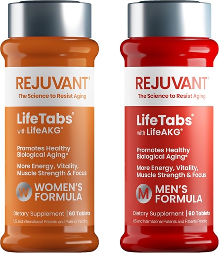 [BRSRAED3BUBBMFLO] Rejuvant Men’s & Women’s AKG Longevity Supplement - 2 Pack (1 Men’s + 1 Women’s) 1000MG 98% Pure Calcium Alpha-Ketoglutarate - Patented Sustained-Release Formula for Cellular Repair & Vitality